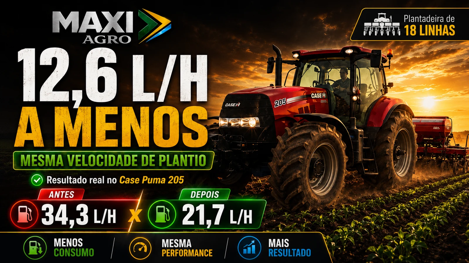 Case IH Puma 205 — economia gravada pelo cliente, Maxi Agro